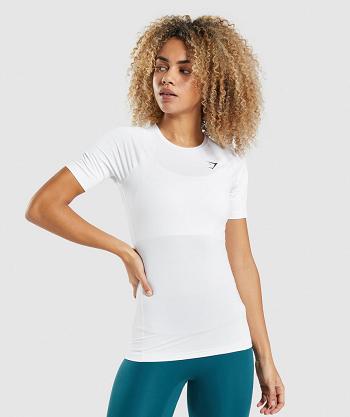 Gymshark Training Baselayer Ženske T Shirts Bijele | HR 3260PJJ